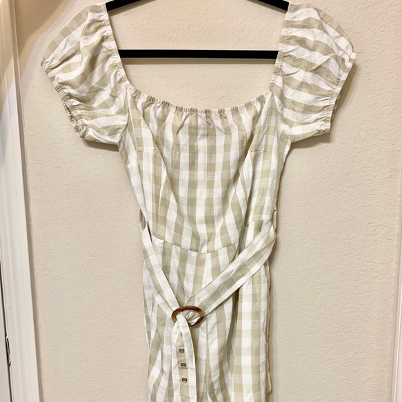 Missguided Stone Gingham Bardot Belt Romper - Picture 3 of 4